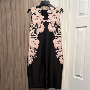 Calvin Klein Black and Pink Floral Midi Dress